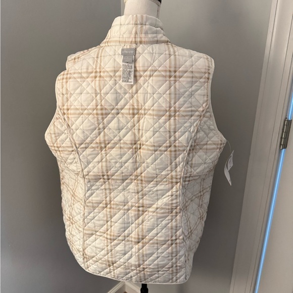 Chicos Reversible Womens Vest 4 Cream/muted plaid (20-22W). NWT - Picture 6 of 12